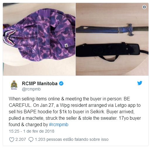 adolescente rouba moletom da bape 2 - Adolescente rouba moletom da BAPE com uma machete